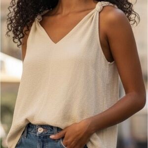 Women's Cream Sleeveless Top